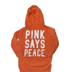 Pink Victoria's Secret Women's Hoodie Size Medium Orange Sequin Details Pockets